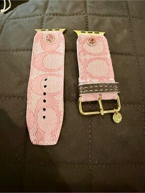 Authentic  Pink Coach Canvas Monogram Watch Band